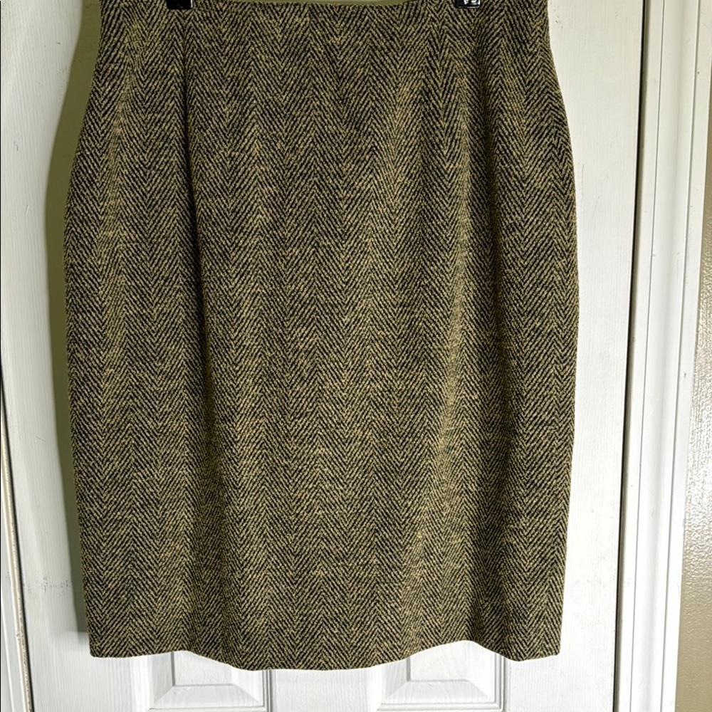Rena Rowan Wool Blend Lined Pencil Skirt Knee-Length Size 14